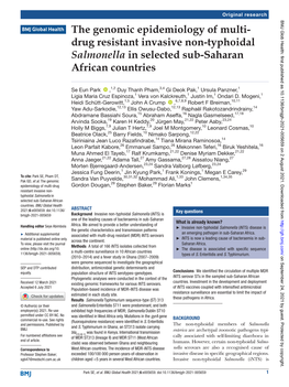 Typhoidal Salmonella in Selected Sub- Saharan African Countries