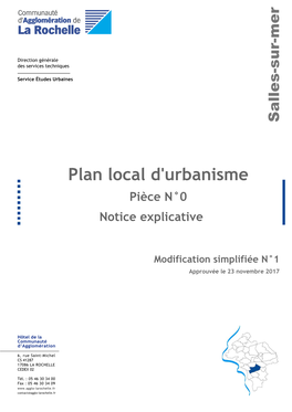 Modifications Portees Au Plan Local D'urbanisme De Salles-Sur-Mer