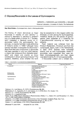 C- Glycosylflavonoids in the Leaves of Gymnosperms