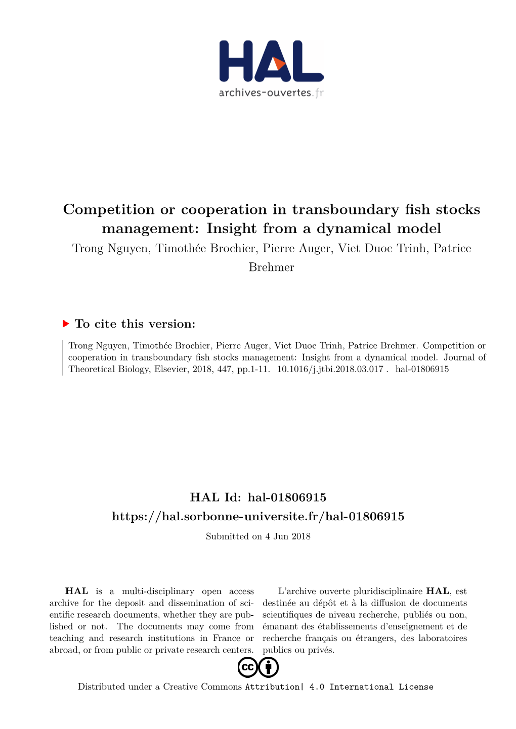 Competition Or Cooperation in Transboundary Fish Stocks