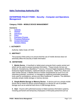 P4550 – Mobile Device Management