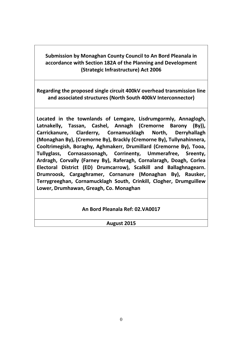 Monaghan County Council Written Submission August 2015 (PDF)