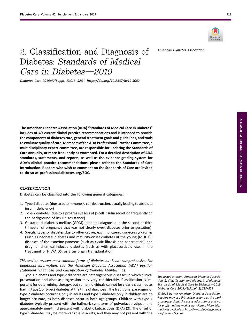 2. Classification and Diagnosis of Diabetes