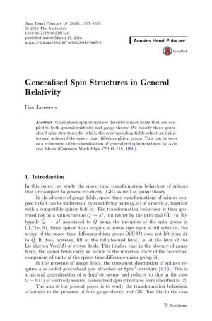 Generalised Spin Structures in General Relativity
