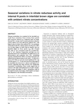 Seasonal Variations in Nitrate Reductase Activity and Internal N Pools in Intertidal Brown Algae Are Correlated with Ambient Nitrate Concentrations