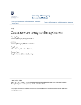 Coastal Reservoir Strategy and Its Applications Shu-Qing Yang University of Wollongong, Shuqing@Uow.Edu.Au