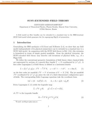SUSY-EXTENDED FIELD THEORY 1 Introduction