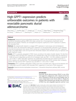 High GFPT1 Expression Predicts Unfavorable Outcomes in Patients