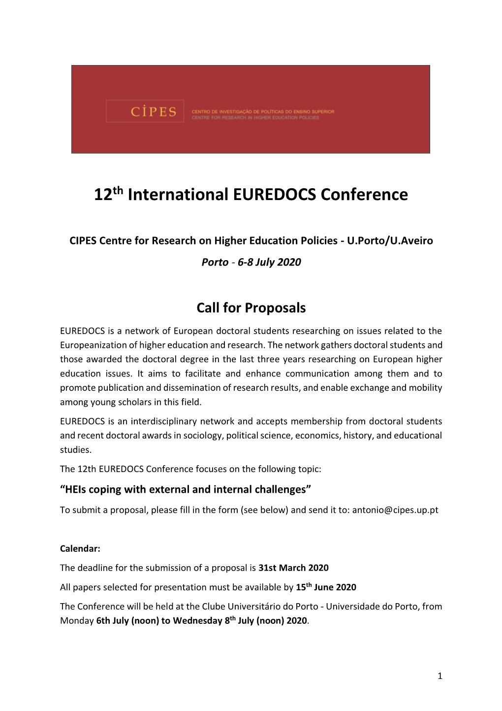 12Th International EUREDOCS Conference