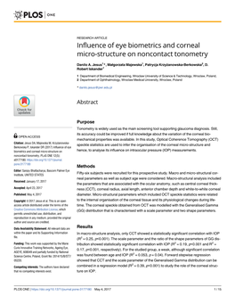 Influence of Eye Biometrics and Corneal Micro-Structure on Noncontact Tonometry