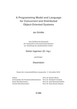 A Programming Model and Language for Concurrent and Distributed Object-Oriented Systems