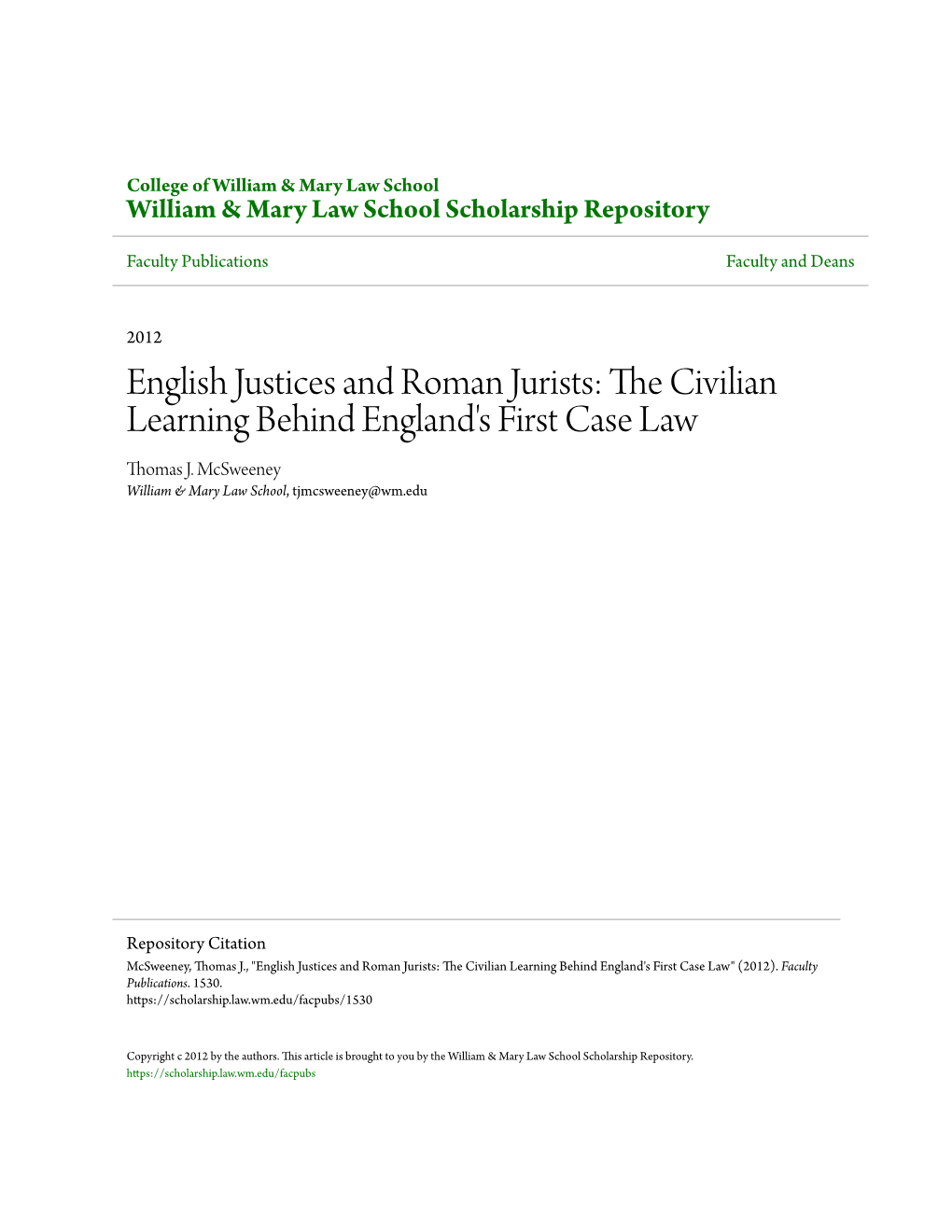English Justices and Roman Jurists: the Civilian Learning Behind