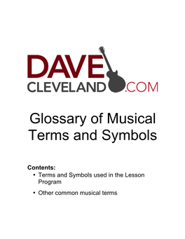 Glossary of Musical Terms and Symbols