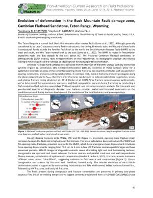 Evolution of Deformation in the Buck Mountain Fault Damage Zone, Cambrian Flathead Sandstone, Teton Range, Wyoming Stephanie R