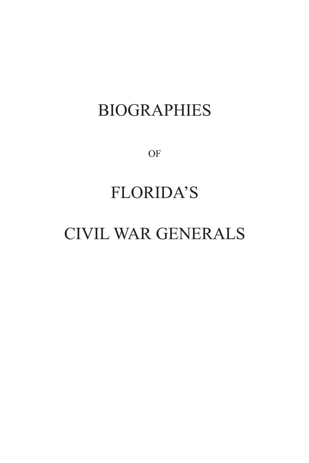 Florida's Civil War Generals