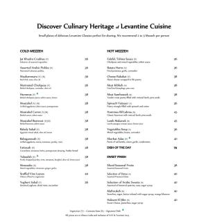 Discover Culinary Heritage of Levantine Cuisine