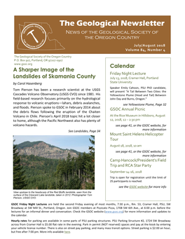 The Geological Newsletter News of the Geological Society of the Oregon Country