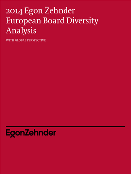 2014 Egon Zehnder European Board Diversity Analysis
