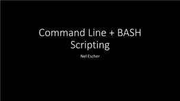 Command Line + BASH Scripting Nel Escher Agenda
