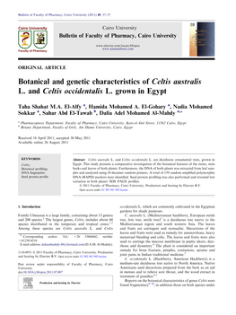 Botanical and Genetic Characteristics of Celtis Australis L. and Celtis Occidentalis L