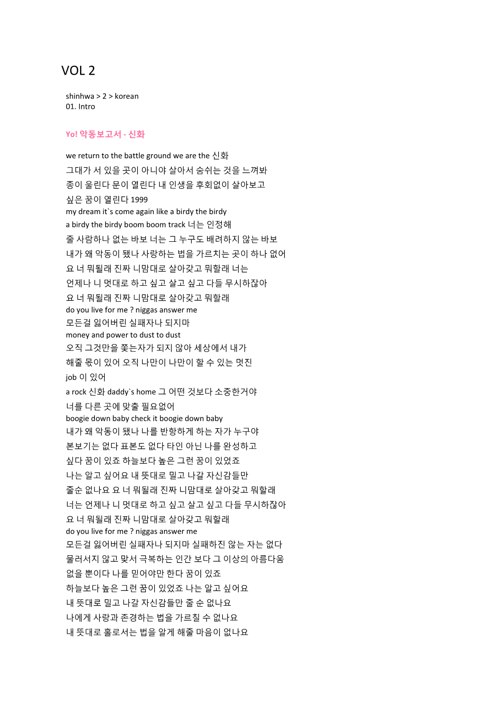 Shinhwa &gt; 2 &gt; Korean 01. Intro Yo! 악동보고서