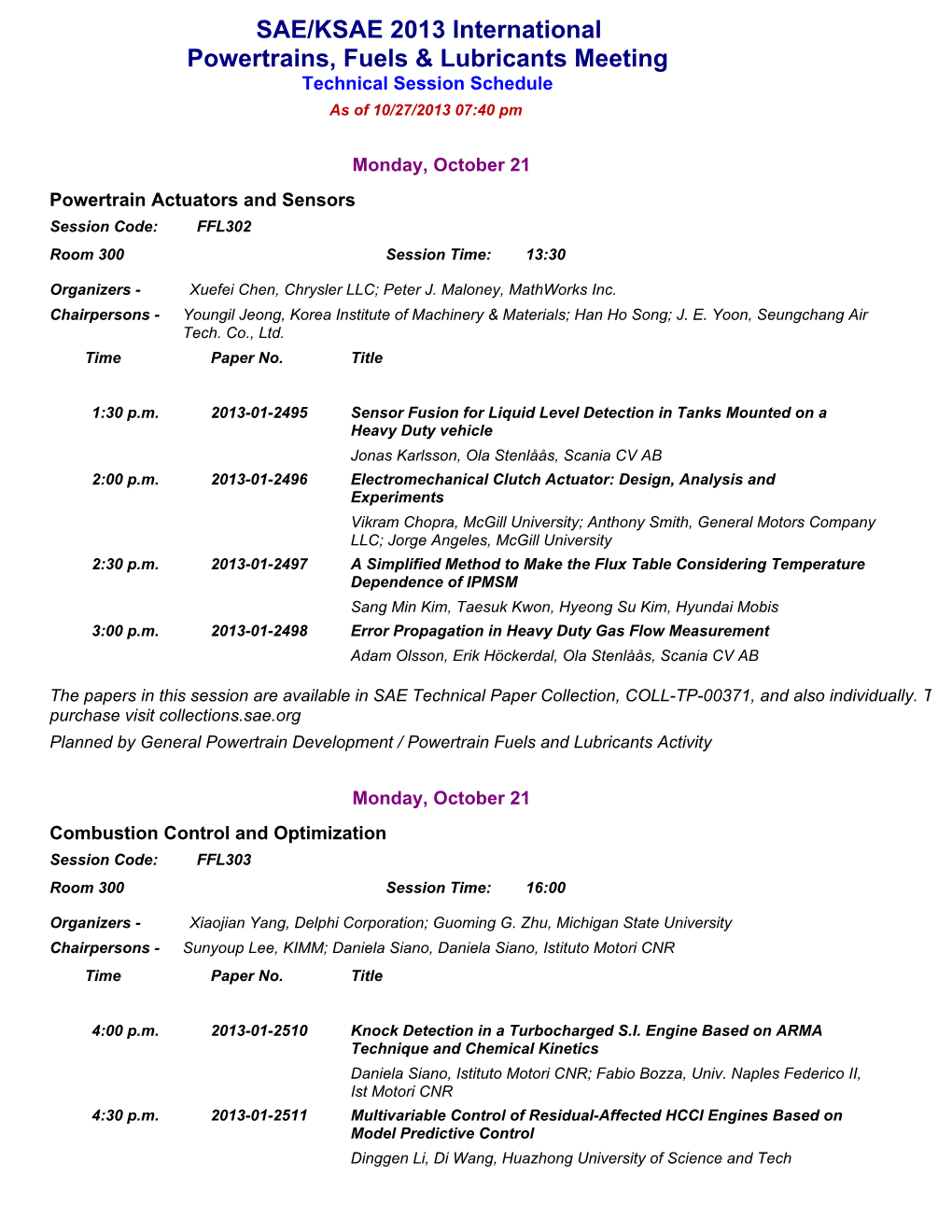 SAE/KSAE 2013 International Powertrains, Fuels & Lubricants - DocsLib