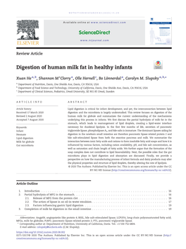 Digestion of Human Milk Fat in Healthy Infants