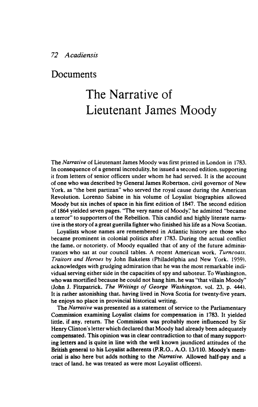 The Narrative of Lieutenant James Moody