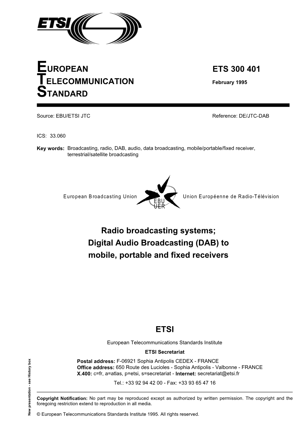 ETS 300 401 TELECOMMUNICATION February 1995 STANDARD