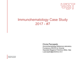 Immunohematology Case Study 2017 - #7