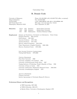Curriculum Vitae: R. Dennis Cook