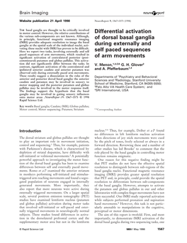 Differential Activation of Dorsal Basal Ganglia During Externally and Self