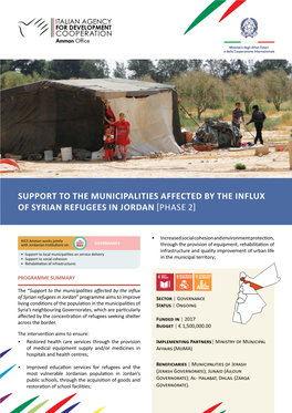 Support to the Municipalities Affected by the Influx of Syrian Refugees in Jordan [PHASE 2]