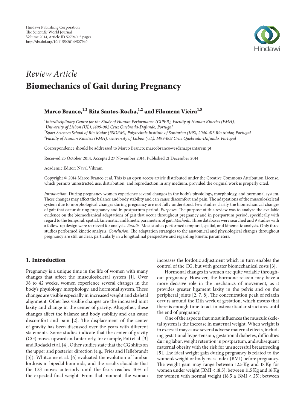 Biomechanics of Gait During Pregnancy