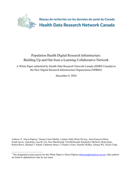 Population Health Digital Research Infrastructure: Building up and out from a Learning Collaborative Network