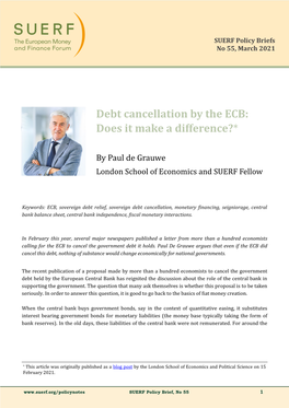 Debt Cancellation by the ECB: Does It Make a Difference?*