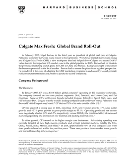 Colgate Max Fresh: Global Brand Roll-Out