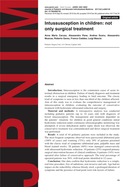 Intussusception in Children: Not Only Surgical Treatment