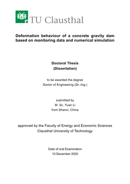 Deformation Behaviour of a Concrete Gravity Dam Based on Monitoring Data and Numerical Simulation