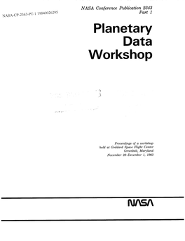 Planetary Data Workshop