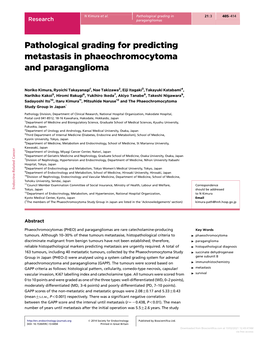 Pathological Grading for Predicting Metastasis in Phaeochromocytoma and Paraganglioma