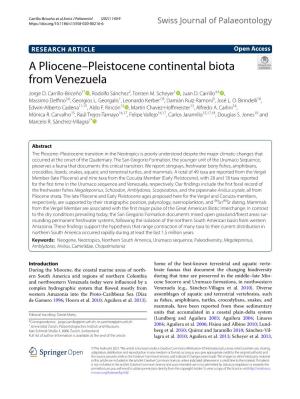 A Pliocene–Pleistocene Continental Biota from Venezuela Jorge D