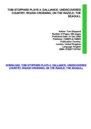 {DOWNLOAD} Tom Stoppard Plays 4: Dalliance