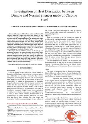 Investigation of Heat Dissipation Between Dimple and Normal Silencer Made of Chrome Steel