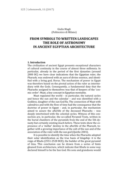 From Symbols to Written Landscapes the Role of Astronomy in Ancient Egyptian Architecture