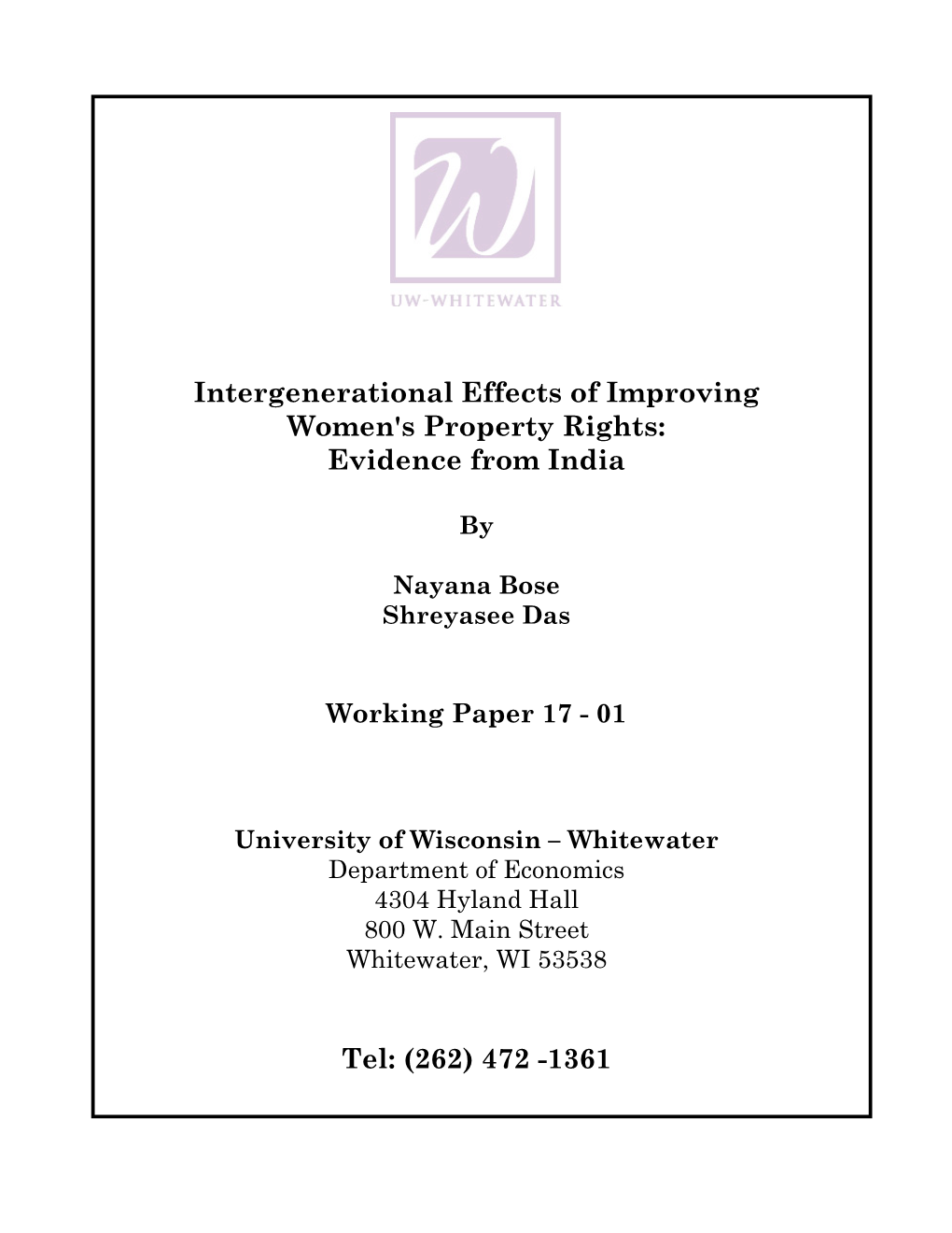 Intergenerational Effects of Improving Women's Property Rights: Evidence from India