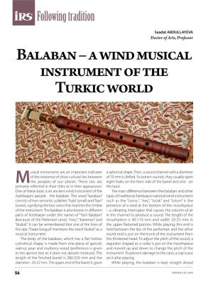 Balaban – a Wind Musical Instrument of the Turkic World