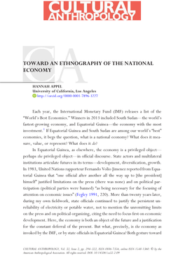 Toward an Ethnography of the National Economy