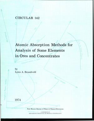 Atomic Absorption Methods for Analysis of Some Elements in Ores