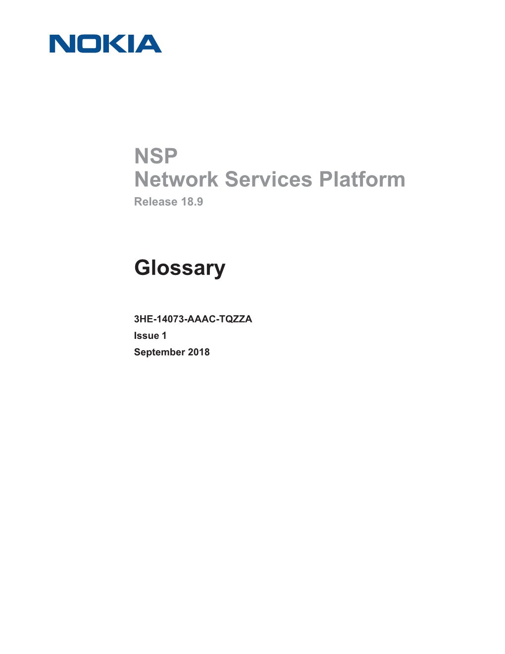 NSP Network Services Platform Release 18.9 Glossary